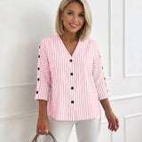 Eleesa – Bequeme Gestreifte Bluse – Rosa