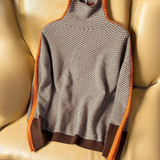 Damen Pullover | Klassisch gestrickt mit Kontraststreifen – Orange