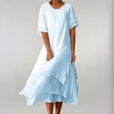Agnès | Leichte und elegante Baumwolllange Kleid – Blau