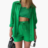 Zweiteiliges Set mit Shorts für Damen - lässiger Sommerlook – Gemüse