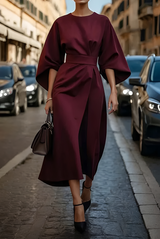 Vera - Schickes Midikleid mit Taille – Dunkelrot