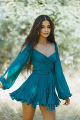 Janice - Elegantes Minikleid – Blau Grün