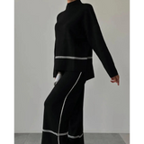 Patrishia Lose Pullover und Hosen Set – Schwarz