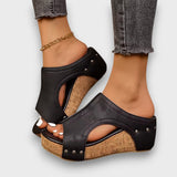 Raya – Keilsandalen mit Cut-Out-Design – Schwarz