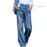 Stella - Weit geschnittene Jeans mit hoher Taille – Blau