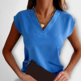 Aureza – V-Ausschnitt Top mit Sommerschliff – Blau