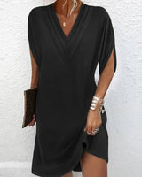 Amelia | Elegantes V-Ausschnitt Kleid – Schwarz