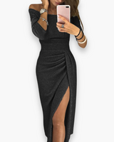 Damen Elegantes Glitzer Kleid | Maxi Abendkleid – Schwarz