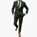 Herren Anzug zweiteilig mit Reverskragen und Slim Fit Hose – Dunkelgrün