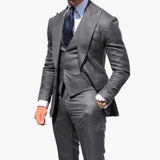 Herren Anzug dreiteilig mit Weste Jacke und Hose – Grau
