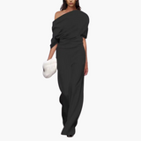 Eleganter Einreiher-Jumpsuit für Damen - Frühlingstrend – Schwarz