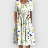 Lucy | Kleid mit Blumenstickerei – Blumen Gelb