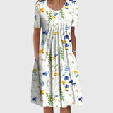 Relina - Figurformendes Rüschenkleid – Gelbes Blumenmuster