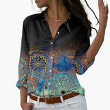 Blumen Colorblock Bluse für Damen - Stilvoll & Bequem – Braun
