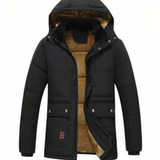 Winterjacke Herren Parka Warm | Abnehmbare Kapuze – Schwarz