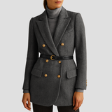Gürtelter Tweed-Mantel – Grau