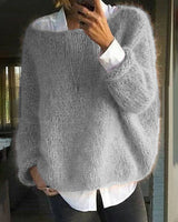 Farbiger pullover mit rundhalsausschnitt – Grau