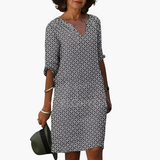Sommerkleid für Damen - Leicht, mit V-Ausschnitt & Ärmeln – Grau