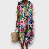 Miradie – Blumiges Midikleid mit V-Ausschnitt – Blume 1