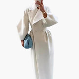 Langer Trenchcoat mit Revers für Damen – Weiß