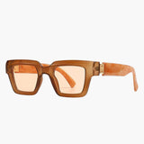 Damen Sonnenbrille mit eckigem Rahmen und UV400 Schutz – Teeorange