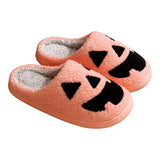 Monica Halloween Hausschuhe – Klassische Slipper mit Kürbis‑Motiv – Orange