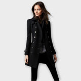 Linda - Doppelreihiger Trenchcoat – Schwarz