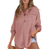 KATHRYN™ – Luftige V-Ausschnitt Knopf-Bluse – Pink