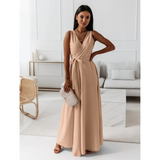 Damen-Maxikleid in Wickeloptik | ärmellose Ausführung – Khaki