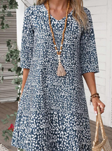 Alma Lose Bedrucktes Kleid – Blau