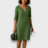 Lisette – Schlichtes Kleid mit V-Ausschnitt – Grün