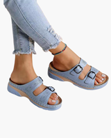 Damen Gepolstert Sandalen | Verstellbare Schnallen – Blau