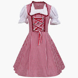 Karomuster Dirndl kleid für Damen - Oktoberfest 2025 – Rot