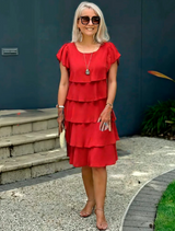 Ashfi – Lockeres Chiffon Kleid – Rot