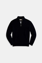 Minimalistischer Sweatshirt mit Reißverschlusskragen – Schwarz