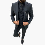 Slim Fit Anzug Set - Herrenanzug 3-teilig für Abendmode – Schwarz