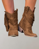 Stilvolle Damen Stiefel mit Fransen - Selena – Braun