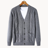 Amedeo - raffinierter gerippter herren-cardigan – Grau