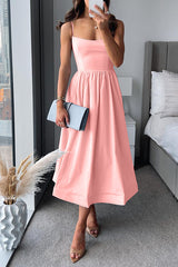 Martina  | Elegantes Midi mit Trägern – Rosa (Begrenzte Verfügbarkeit)