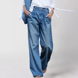 Damen Baggy Weit Geschnittene Jeans | High Waist Lockerer Sitz – Blau