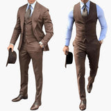 Herren dreiteiliger Anzug mit Sakko Weste und Hose für Alltag – Braun