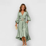 Claire | Sommerkleid mit Puffärmeln – Grün