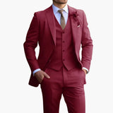 Herren Anzug Dreiteiler mit Weste und schmaler Hose – Rot