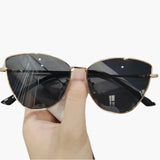 Damen Sonnenbrille mit UV400 Schutz aus Metall für Sommer – Gold-Gray
