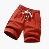 Herren Badeshorts mit Kordelzug und Seitentaschen für Sommer – Rot