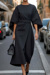 Vera - Schickes Midikleid mit Taille – Schwarz