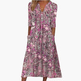 Boho Midi-Kleid für Damen - Sommerlich und Fließend im Stil – Rosenrot