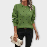 Clara | Gemusterter Strickpullover mit Tupfen – Grün