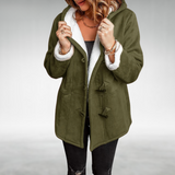 Amanda – Warme Jacke mit Fleecefutter – Olivgrün