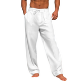 Herren Freizeit-Hose mit Kordelzugbund und Seitentaschen – Weiß